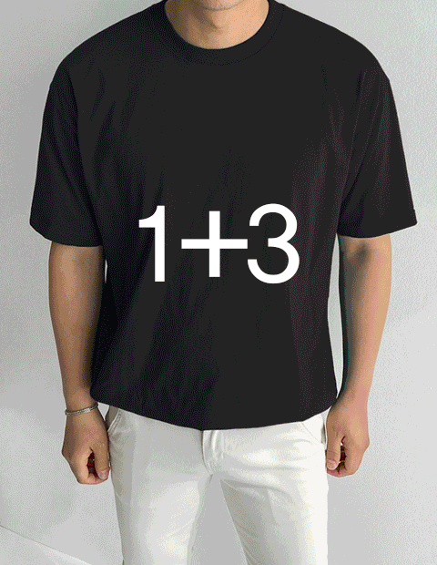 1+3 [특가] 스탠다드 라운드넥 무지 반팔 티셔츠 (23color)
